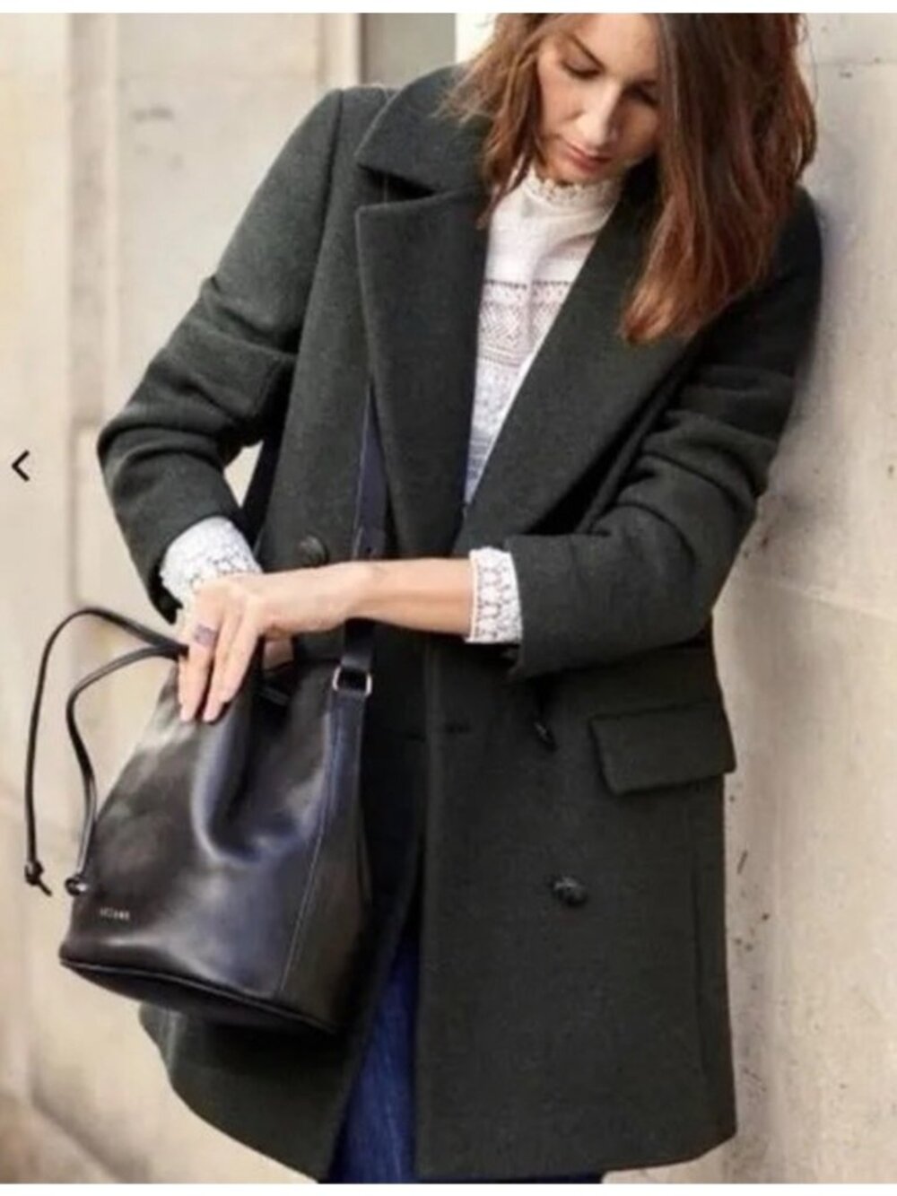 NWOT Sezane Davis Coat black wool SZ38 US6 bust37